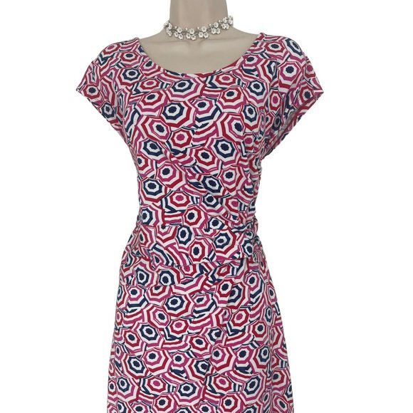 Size 1X (16W-18W) LANDS' END GEOMETRIC‎ PRINT SUMMER DRESS Vacation PLUS SIZE - Picture 2 of 6